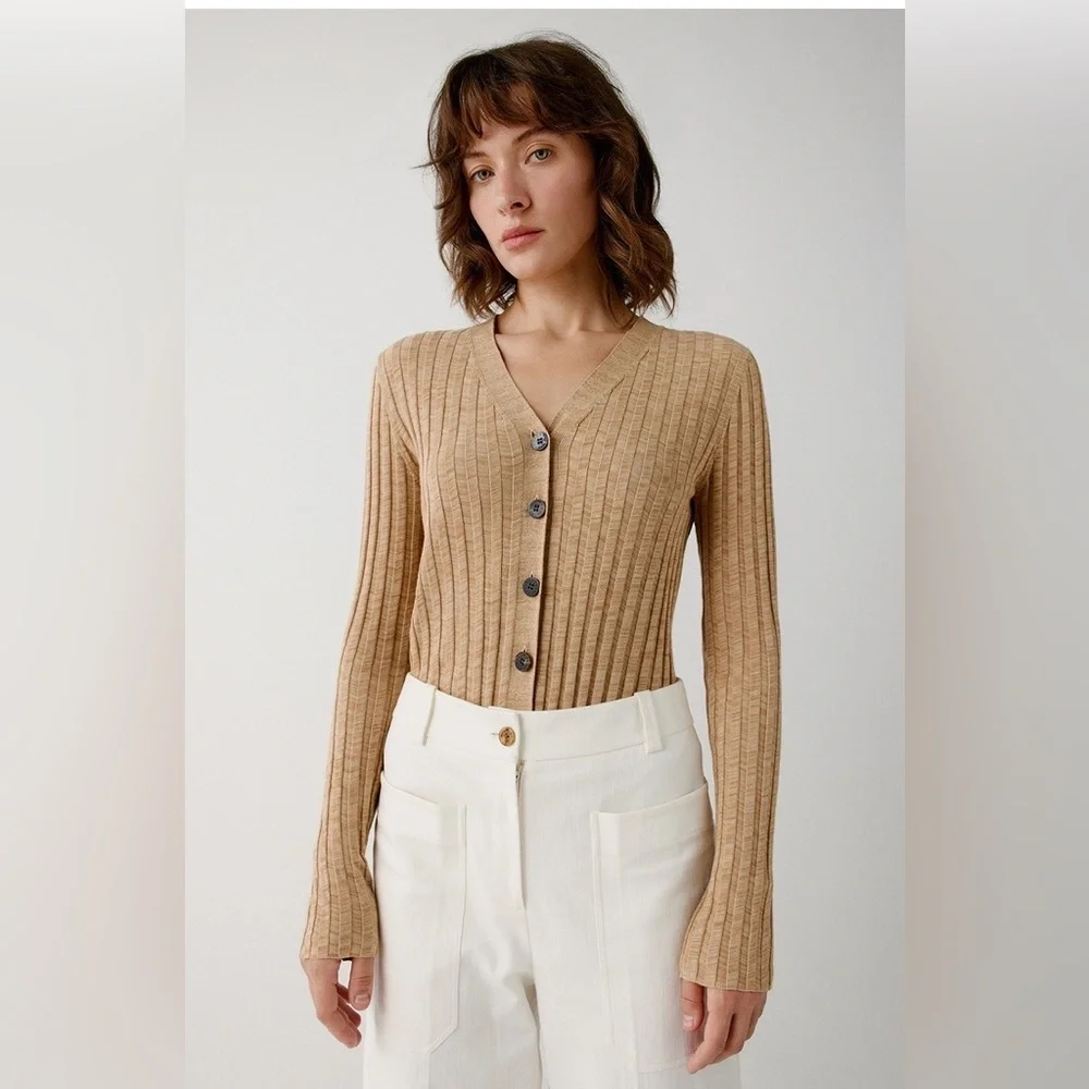 🍁ICICLE Cotton open knit light button up cardigan - Picture 3 of 15